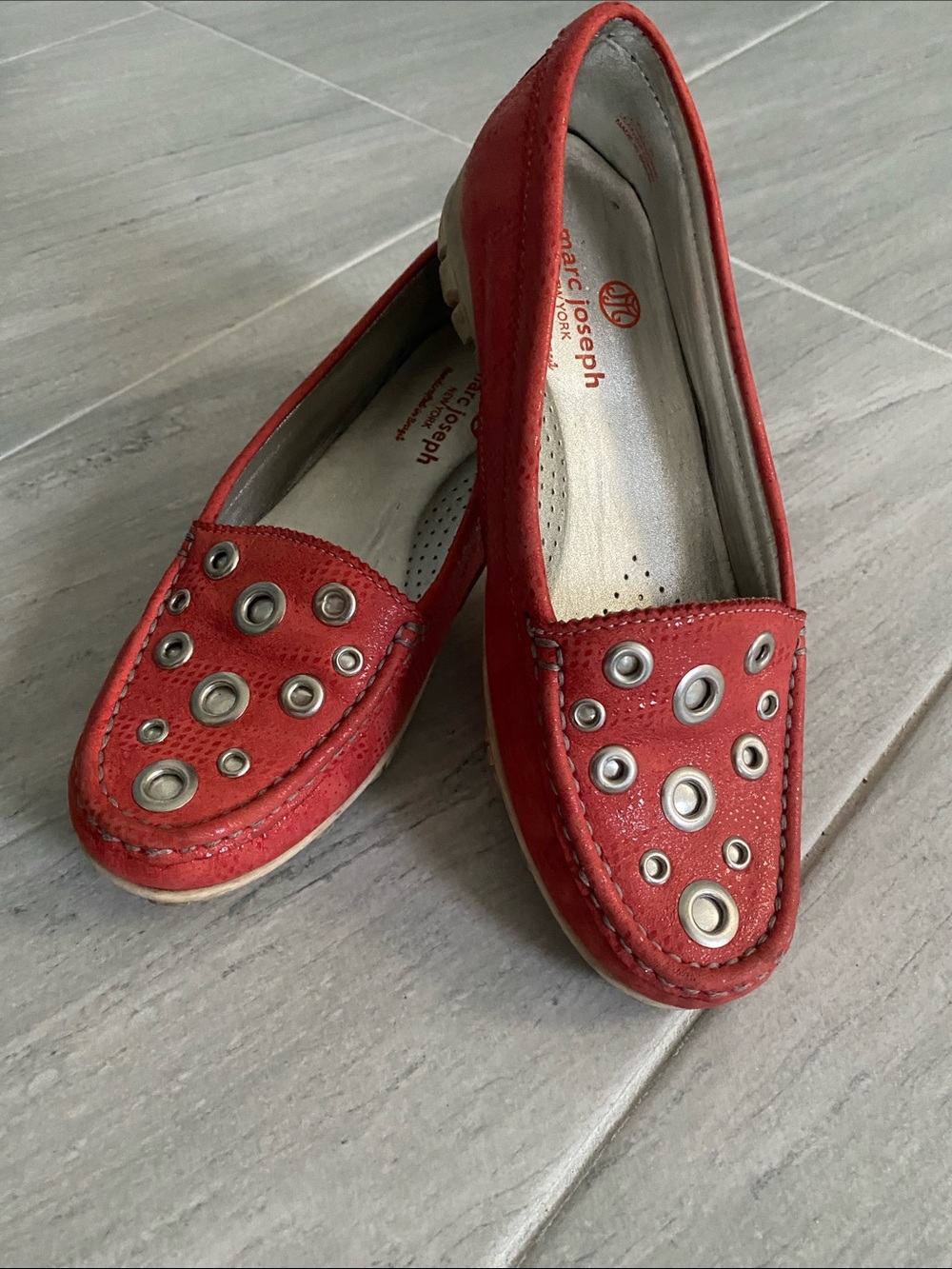 Marc Joseph Red Suede Grommet Loafers